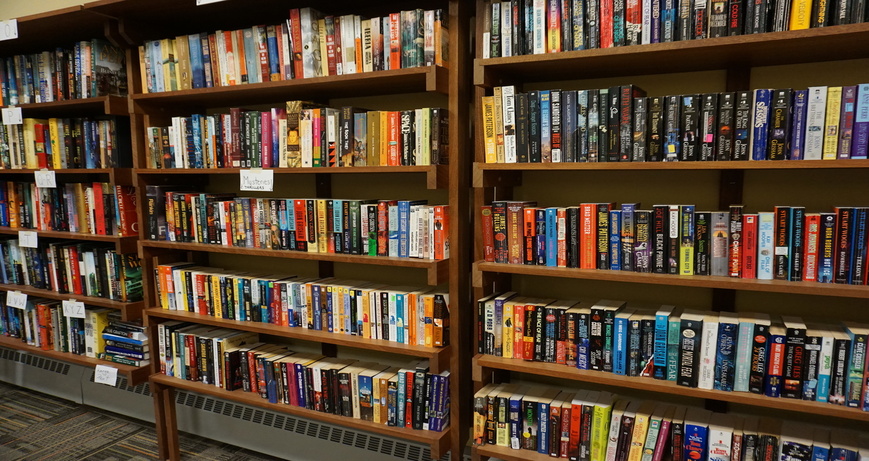 book shelves full of books