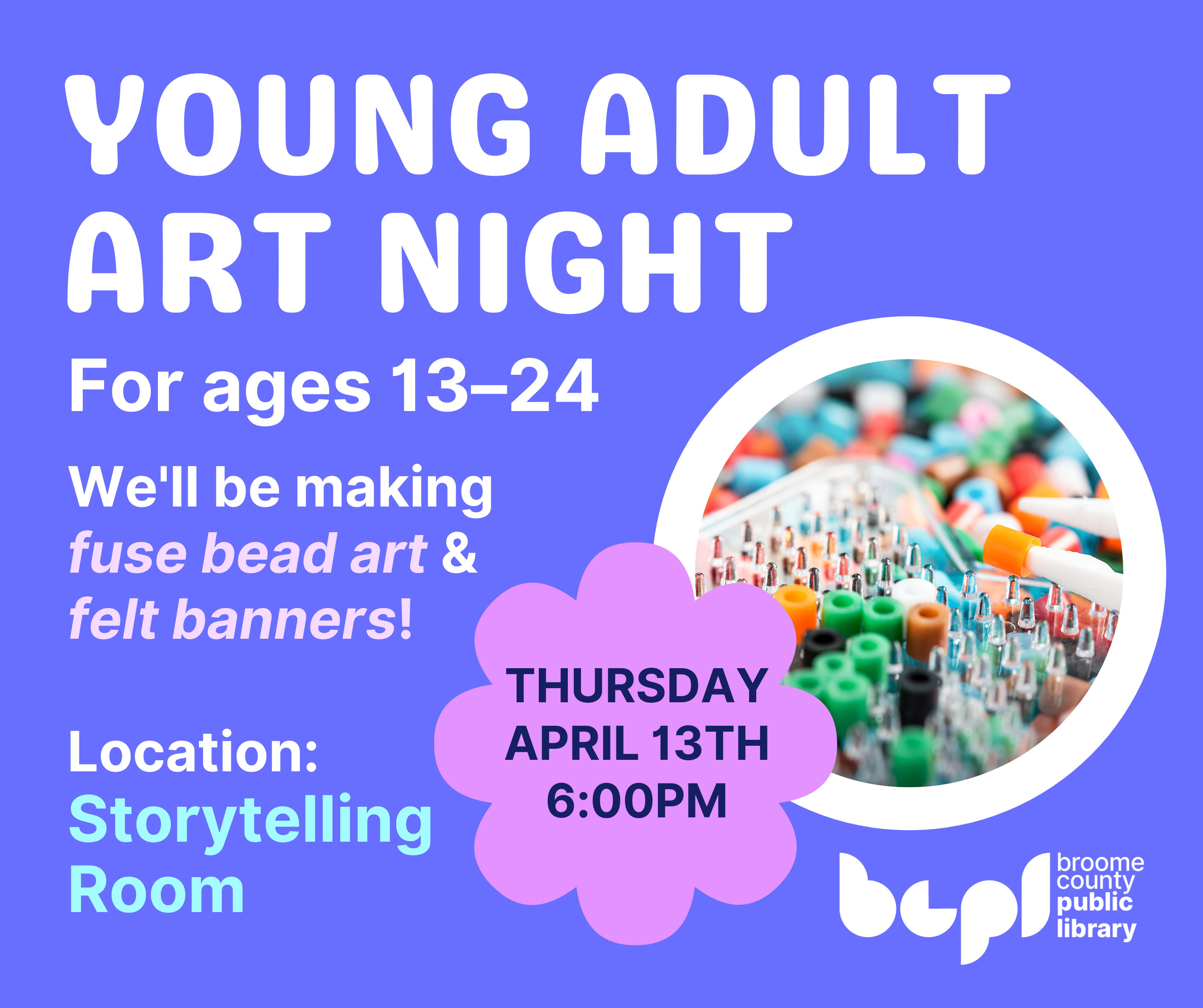 photo of young adult art night flyer