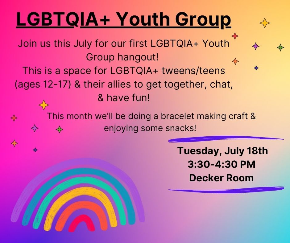 LGBTQIA+ youth group advertisement 
