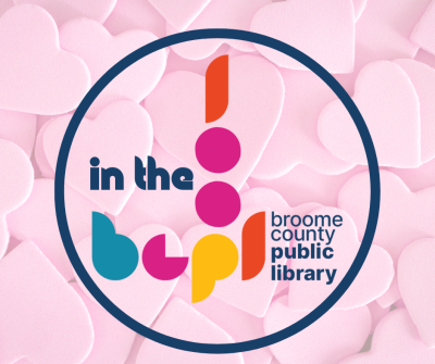 Logo for "In the Loop" newsletter on a background of pink hearts