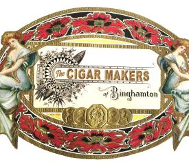 a detailed logo with text saying The Cigar Makers of Binghamton
